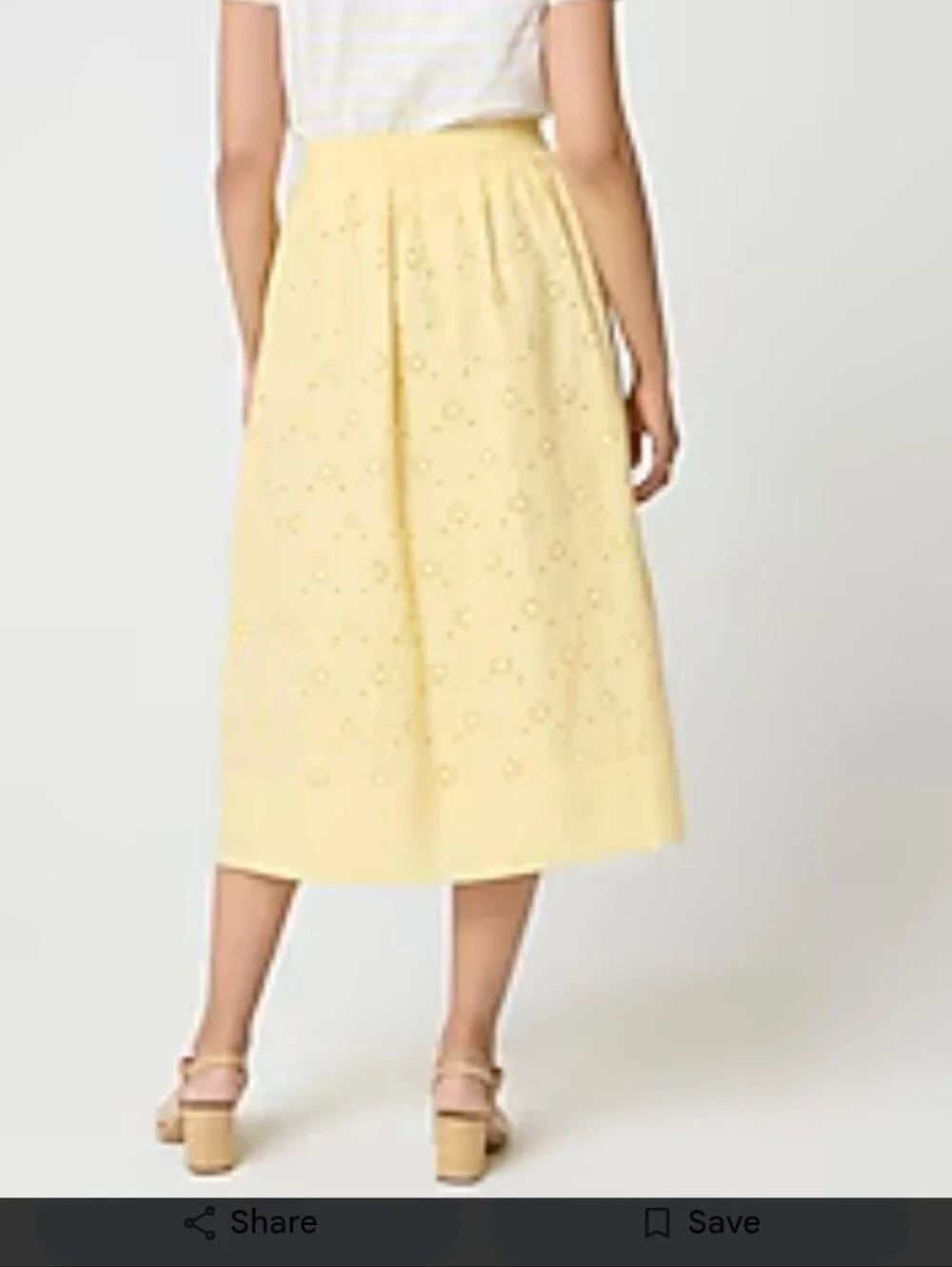 J. Crew 100% Cotton Yellow Eyelet Midi Skirt Pockets Pull On Size Medium